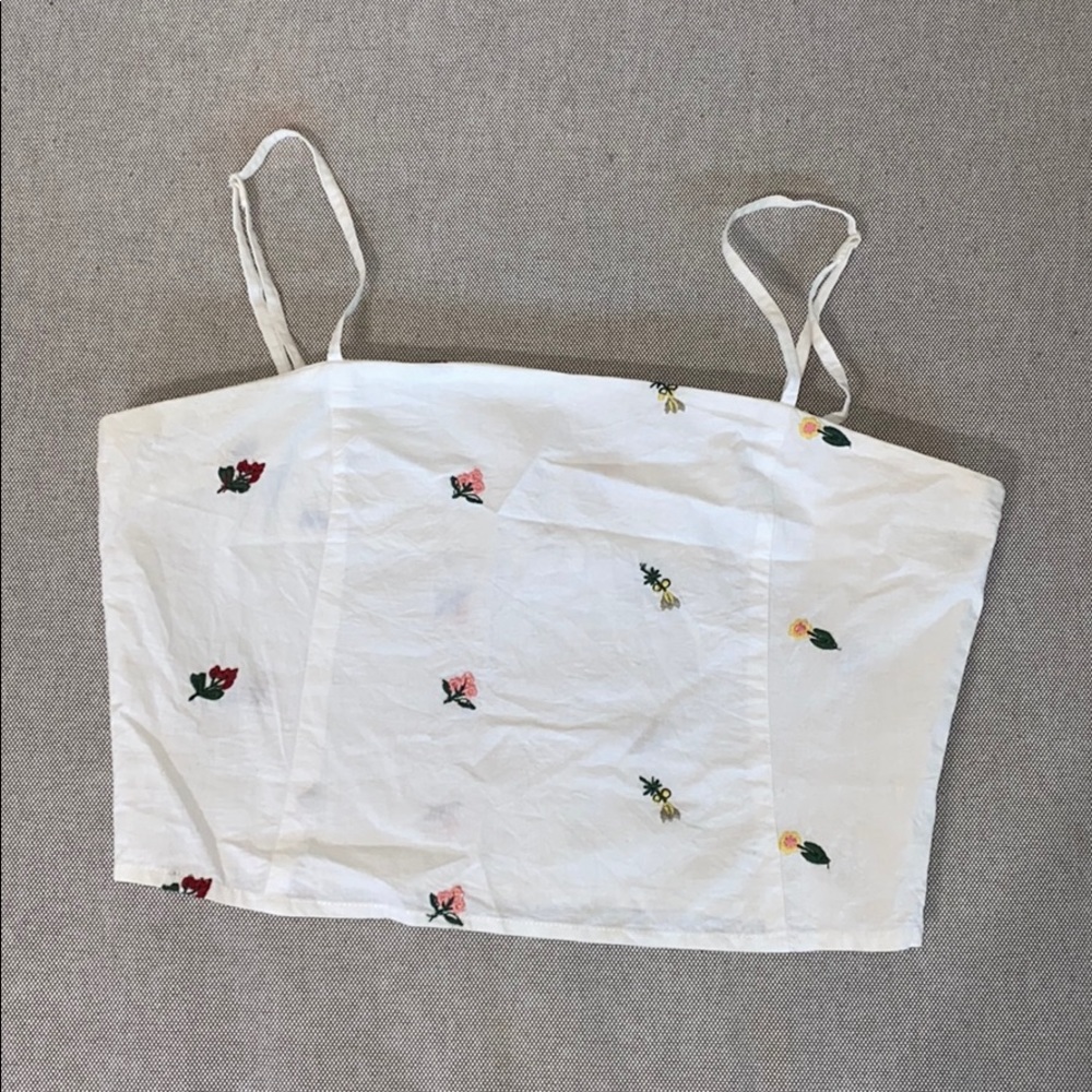 White Floral Crop Top